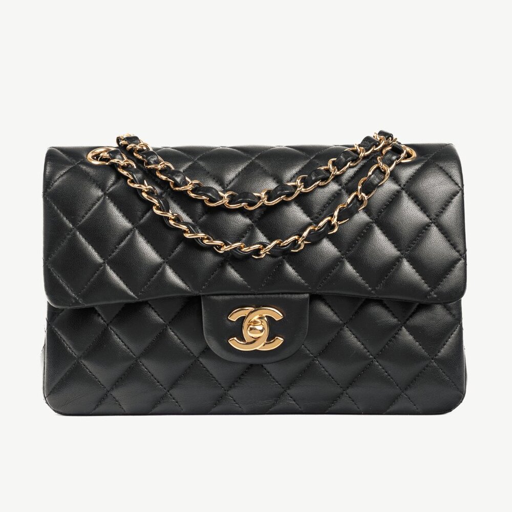 Chanel Small Classic Black Lambskin Quilted Double Flap Bag
